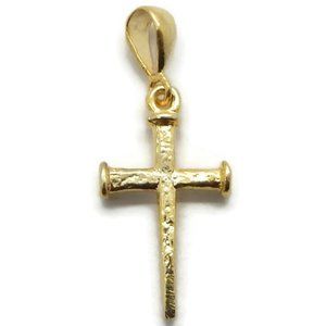 Nails Cross Pendant Charm 14k Yellow Gold!!